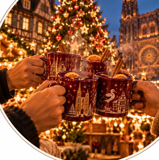 Anstoßen mit Glühwein vor dem Münster